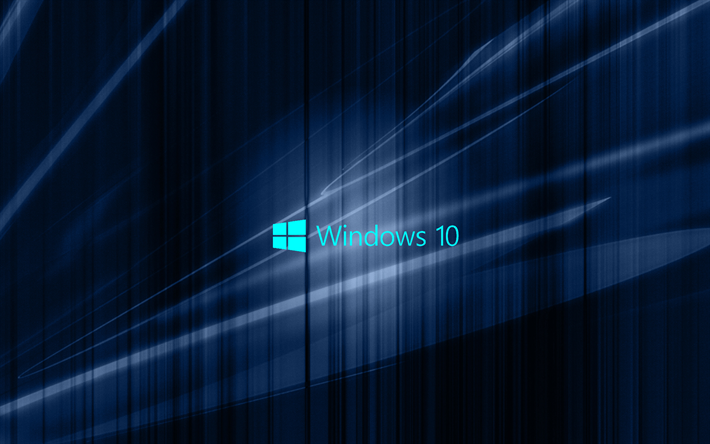 Windows-10, m&#246;rk bl&#229; abstraktion, emblem, win10, Windows