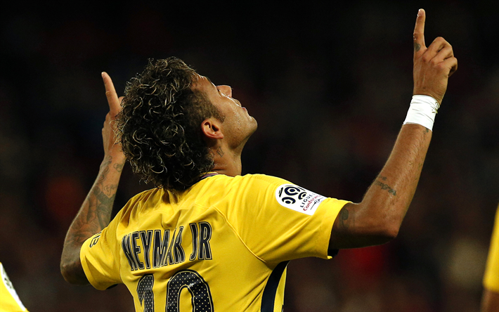 4k, Neymar, goal, PSG, soccer, football stars, Ligue 1, Paris Saint-Germain, footballers, Neymar JR
