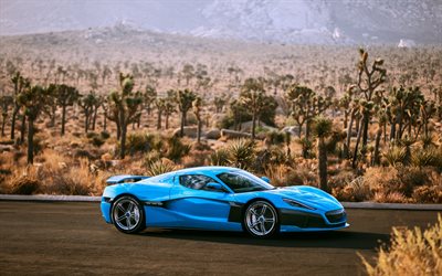 2018, Rimac C-Two, California Edition, sports electric car, new blue C-Two, luxury cars, Rimac