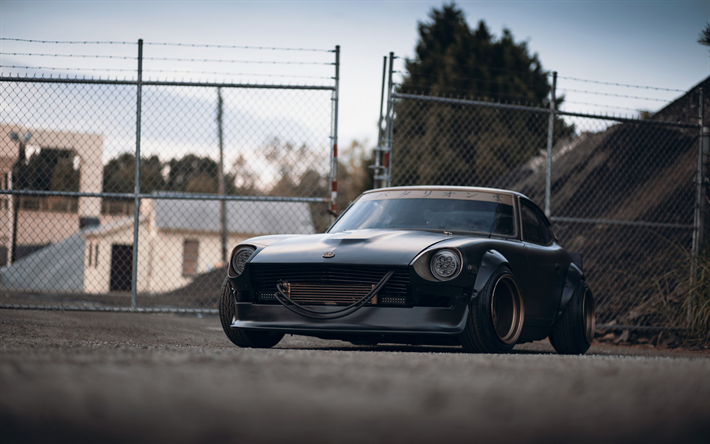 Datsun 280Z, Nissan S30, sport coup&#233;, nero opaco 280Z, tuning 280Z, Giapponese, auto sportive, Datsun