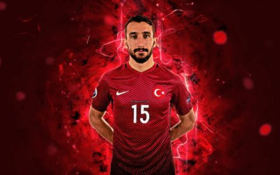 Mehmet Topal, abstract art, Turkey National Team, fan art, Topal, soccer, footballers, neon lights, Turkish football team