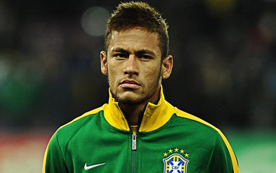 Neymar Jr, 4k, portrait, face, brazilian soccer star, Brazil national football team, Brazilian football player