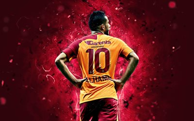 Younes Belhanda, back view, Moroccan footballer, Galatasaray FC, soccer, Turkish Super Lig, Belhanda, footaball, neon lights