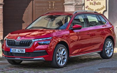 Skoda Kamiq, street, 2019 cars, crossovers, red Kamiq, 2019 Skoda Kamiq, Skoda