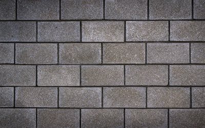 gray brickwall, 4k, brown bricks, bricks textures, gray brick wall, bricks, wall, macro, identical bricks, gray bricks background, gray stone background