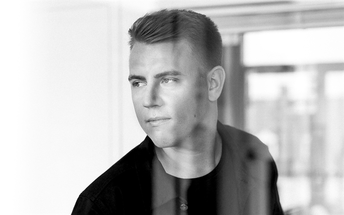 Martin Jensen, Danish DJ, portrait, photoshoot, monochrome, popular dj