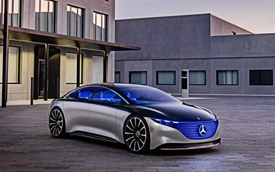 Mercedes-Benz Vision EQS, 2019, exterior, front view, luxury electric car, concepts, German electric cars, Mercedes