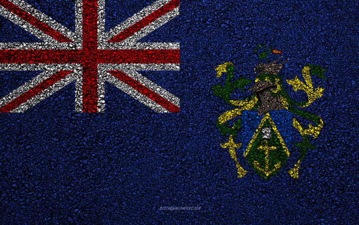 Bandera de las Islas Pitcairn, el asfalto de la textura, la bandera sobre el asfalto, Islas Pitcairn, bandera, Ocean&#237;a, las banderas de los pa&#237;ses de Ocean&#237;a