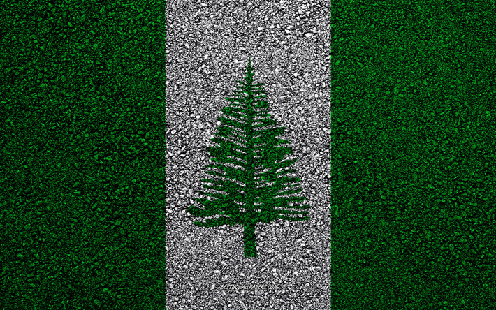 Bandiera dell&#39;Isola di Norfolk, asfalto, trama, bandiera su asfalto, Norfolk Island bandiera, Oceania, Norfolk Island, bandiere di paesi Oceania