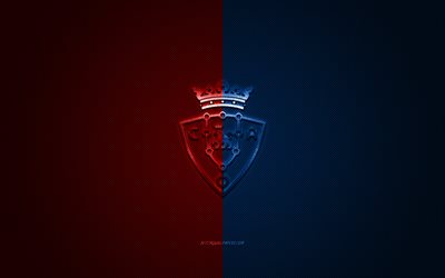 CA Osasuna, Spanish football club, La Liga, red blue logo, red blue carbon fiber background, football, Pamplona, Spain, CA Osasuna logo