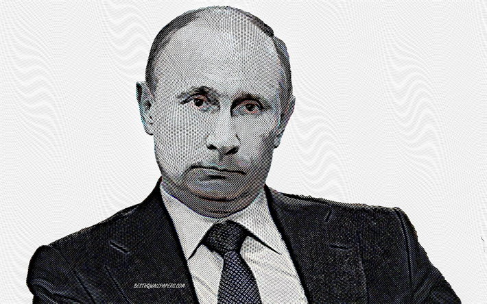 Vladimir Putin, O presidente da R&#250;ssia, retrato, arte, L&#237;der russo, Federa&#231;&#227;o Russa