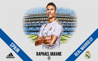Raphael Varane, Real Madrid, portrait, French footballer, defender, La Liga, Spain, Real Madrid footballers 2020, football, Santiago Bernabeu