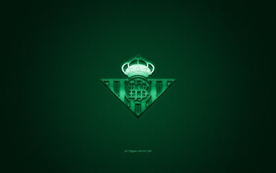 Real Betis, Spanish football club, La Liga, green logo, green carbon fiber background, football, Seville, Spain, Real Betis logo