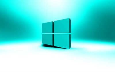 Windows-10 bl&#229; logo, konstverk, DEN, bl&#229; abstrakt bakgrund, Windows 10 3D-logotyp, Windows-10, kreativa, Windows 10 logotyp, 3D-konst