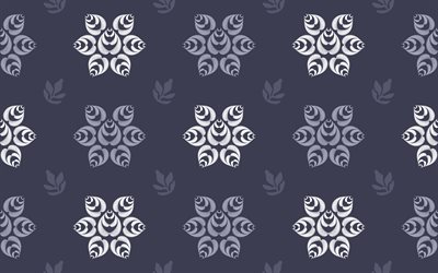 la trama di grigio con fiori bianchi, retr&#242; fiori texture di sfondo con fiori, floreale retr&#242; sfondo seamless texture