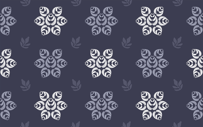 gray texture with white flowers, retro flowers texture, background with flowers, floral retro background, seamless texture