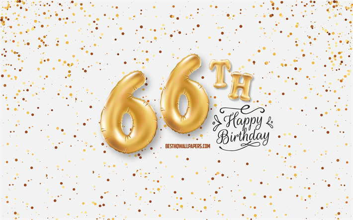 66th Happy Birthday, 3d balloons letters, Birthday background with balloons, 66 Years Birthday, Happy 66th Birthday, white background, Happy Birthday, greeting card, Happy 66 Years Birthday