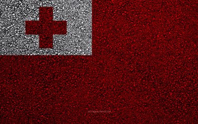 Drapeau des Tonga, la texture de l&#39;asphalte, du pavillon sur l&#39;asphalte, Tonga, du drapeau, de l&#39;Oc&#233;anie, les &#238;les Tonga, les drapeaux des pays d&#39;Oc&#233;anie