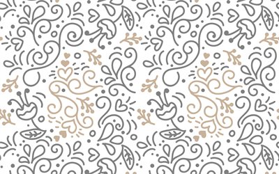 white texture with ornaments, white background, retro texture, seamless texture, retro white background