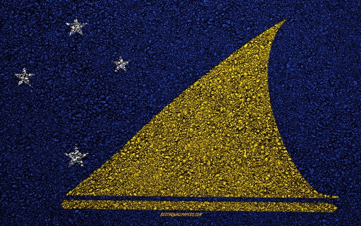 Flag of Tokelau, asphalt texture, flag on asphalt, Tokelau flag, Oceania, Tokelau, flags of Oceania countries