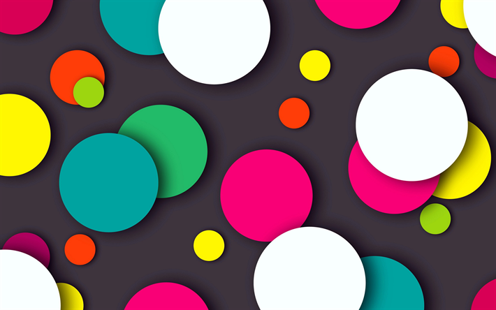 colorful circles, gray background, creative, abstract background, neon art, abstract art, circles