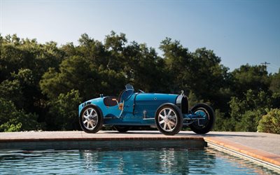 Bugatti Type 35C, 1927, retro sports car, convertible, blue Type 35C, vintage cars, Bugatti