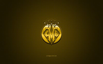 Villarreal CF, Spanish football club, La Liga, yellow logo, yellow carbon fiber background, football, Valencia, Spain, Villarreal CF logo