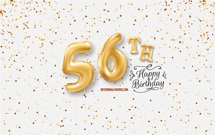 第56回お誕生日おめで, 3d風船の文字, お誕生の背景と風船, 56歳の誕生日, 嬉しい56歳の誕生日, 白背景, お誕生日おめで, ご挨拶カード
