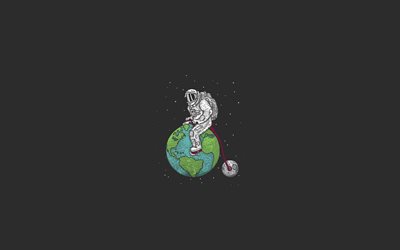 astronaft in space, 4k, minimal, creative, gray background, astronaft, space