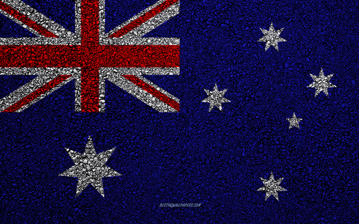 Bandiera dell&#39;Australia, asfalto, trama, bandiera su asfalto, Australia, bandiera, Oceania, bandiere di paesi Oceania