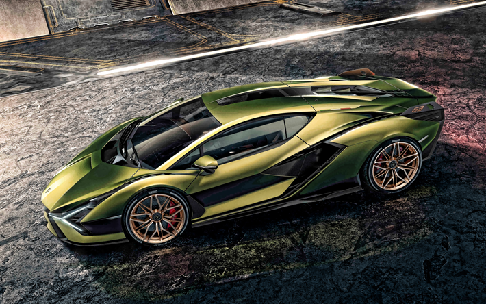 Download Wallpapers Lamborghini Sian 2020 4k Side View Green