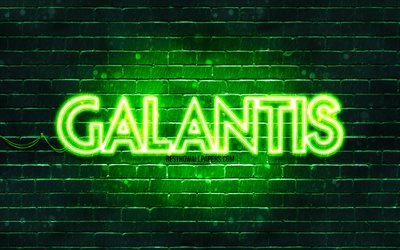 Logotipo verde da Galantis, 4k, estrelas da m&#250;sica, DJs suecos, parede de tijolos verdes, logotipo da Galantis, Christian Karlsson, Linus Eklow, Galantis, logotipo da Galantis neon