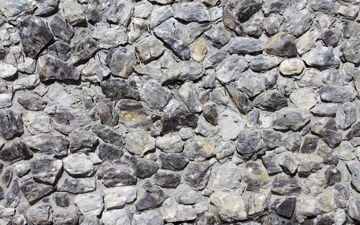 pietre grigie, 4k, struttura di pietra grigia, sfondi di ciottoli, texture di ghiaia, texture di ciottoli, sfondi di pietra, ciottoli grigi, sfondi grigi, ciottoli, texture di ciottoli grigi