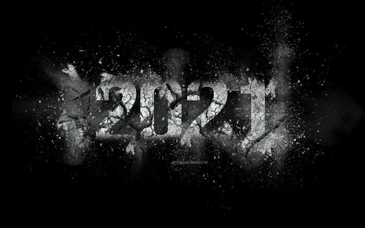 2021 New Year, 2021 explosion background, 2021 concepts, Happy New Year 2021, black 2021 background, 2021 smoke background