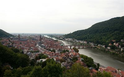 Heidelberg, City panorama, mountains, Germany