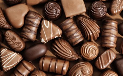 chocolates, doces, chocolate, diferentes doces