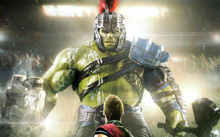 Hulk, Thor, superheroes, 2017 movie, Thor Rangnarok