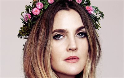 Drew Barrymore, Hollywood star, photoshoot, portrait, make-up, American actress