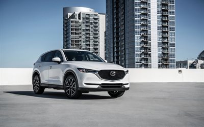 Mazda CX-5, aparcamiento, 2018 autos, crossovers, blanco CX-5, Mazda