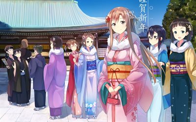 Sword Art Online, light novel, Asuna Yuuki, Suguha Kirigaya, characters, Japanese manga, Kazuto Kirigaya