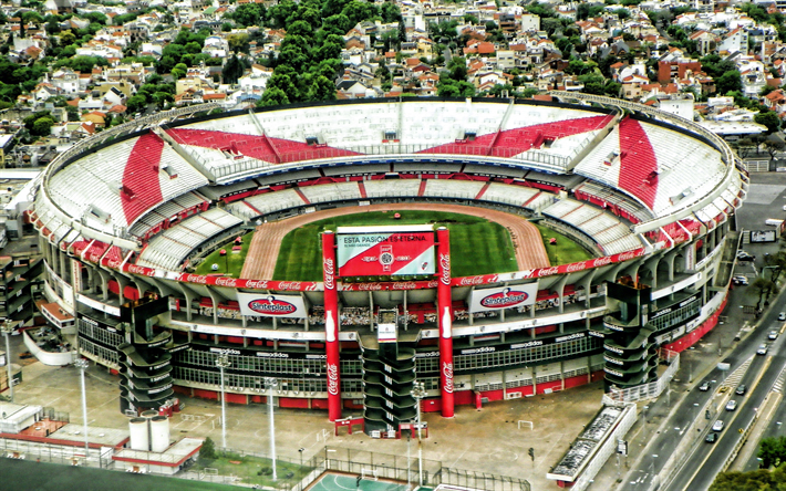 river plate stadium, panorama, estadio monumental antonio vespucio liberti, aerial view, monumental, estadio monumental - nunez, buenos aires, argentinien, argentine stadium