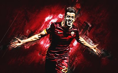 Stephan El Shaarawy, punainen kivi, AS Roma, iloa, jalkapallo, Italian jalkapalloilijat, grunge, Serie, Italia