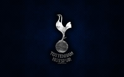 Tottenham Hotspur, club de football anglais, bleu m&#233;tal, texture, en m&#233;tal, logo, embl&#232;me, Londres, Angleterre, Premier League, art cr&#233;atif, football