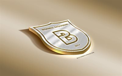 Istanbul Basaksehir, Turkish football club, golden silver logo, Istanbul, Turkey, Super League, 3d golden emblem, creative 3d art, football, Basaksehir