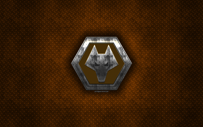 Wolverhampton Wanderers FC, wolves fc, English football club, orange metal texture, metal logo, emblem, Wolverhampton, England, Premier League, creative art, football