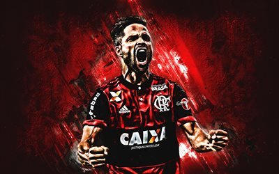 Diego, red stone, Flamengo, joy, football, brazilian footballers, grunge, Serie A, Brazil, Diego Ribas
