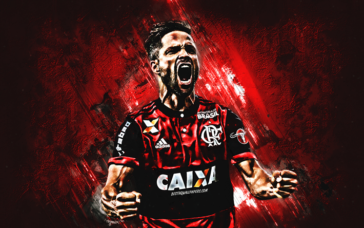 Brezilya, Diego, kırmızı taş, Flamengo, sevin&#231;, futbol, Brezilyalı futbolcular, grunge, Serie A Ribas