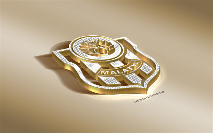 Novo Malatyaspor, Turco futebol clube, ouro prata logotipo, Malt&#234;s, A turquia, Super Liga, 3d emblema de ouro, criativo, arte 3d, futebol