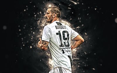 Leonardo Bonucci, Juventus FC, back view, italian footballers, Italy, soccer, Serie A, Bonucci, Juve, Bianconeri, creative
