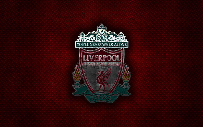Liverpool FC, Englannin football club, punainen metalli tekstuuri, metalli-logo, tunnus, Liverpool, Englanti, Premier League, creative art, jalkapallo